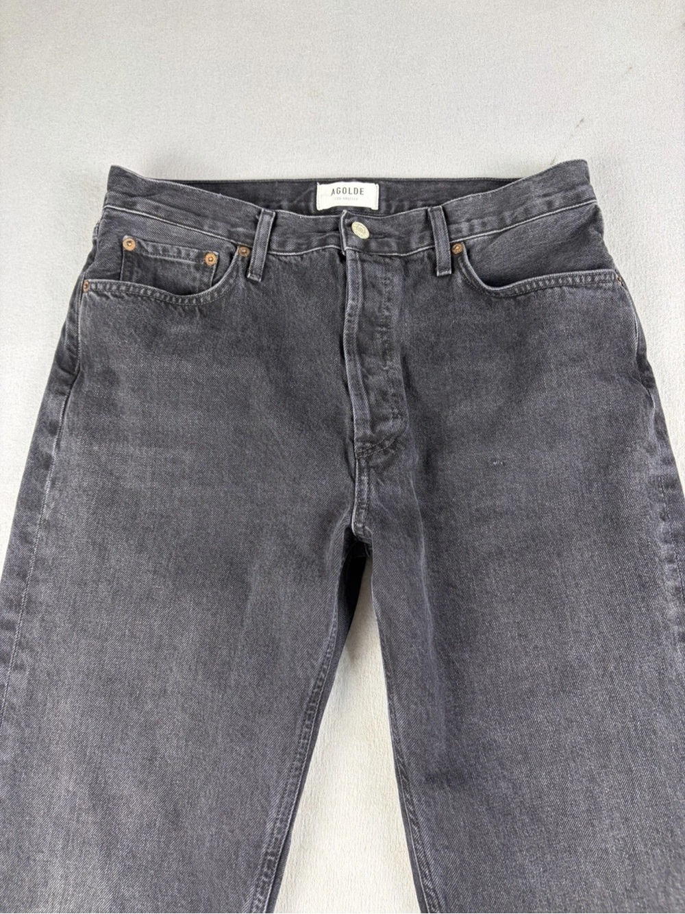 Agolde Lana Jeans Women’s Size 29x30 Black Denim Straight Leg Mid Rise Cotton